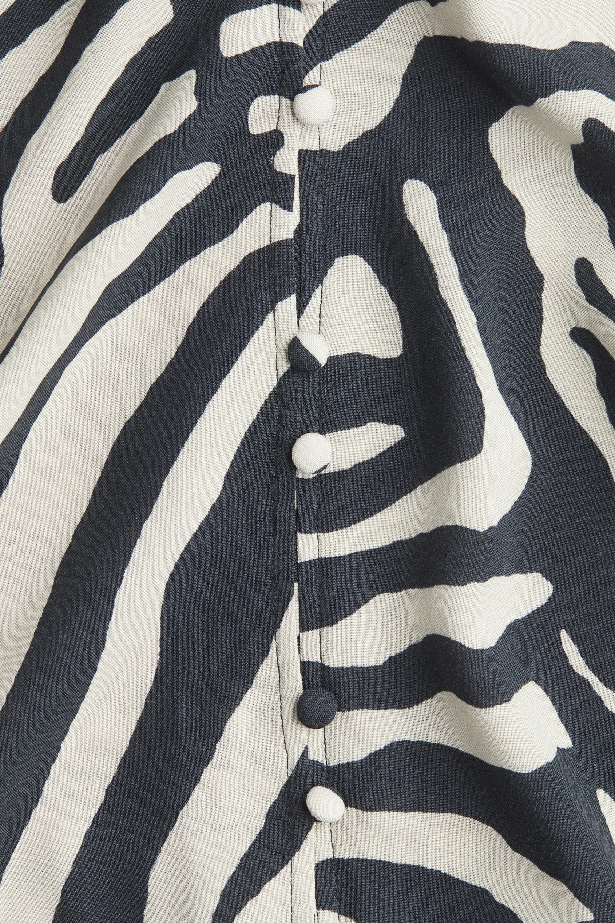 Robe tunique froissée - Crème/motif zébré
