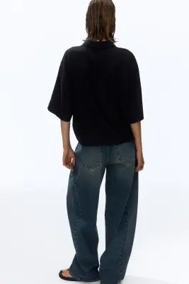 Chemise oversize en lin mélangé - Noir — photo 2