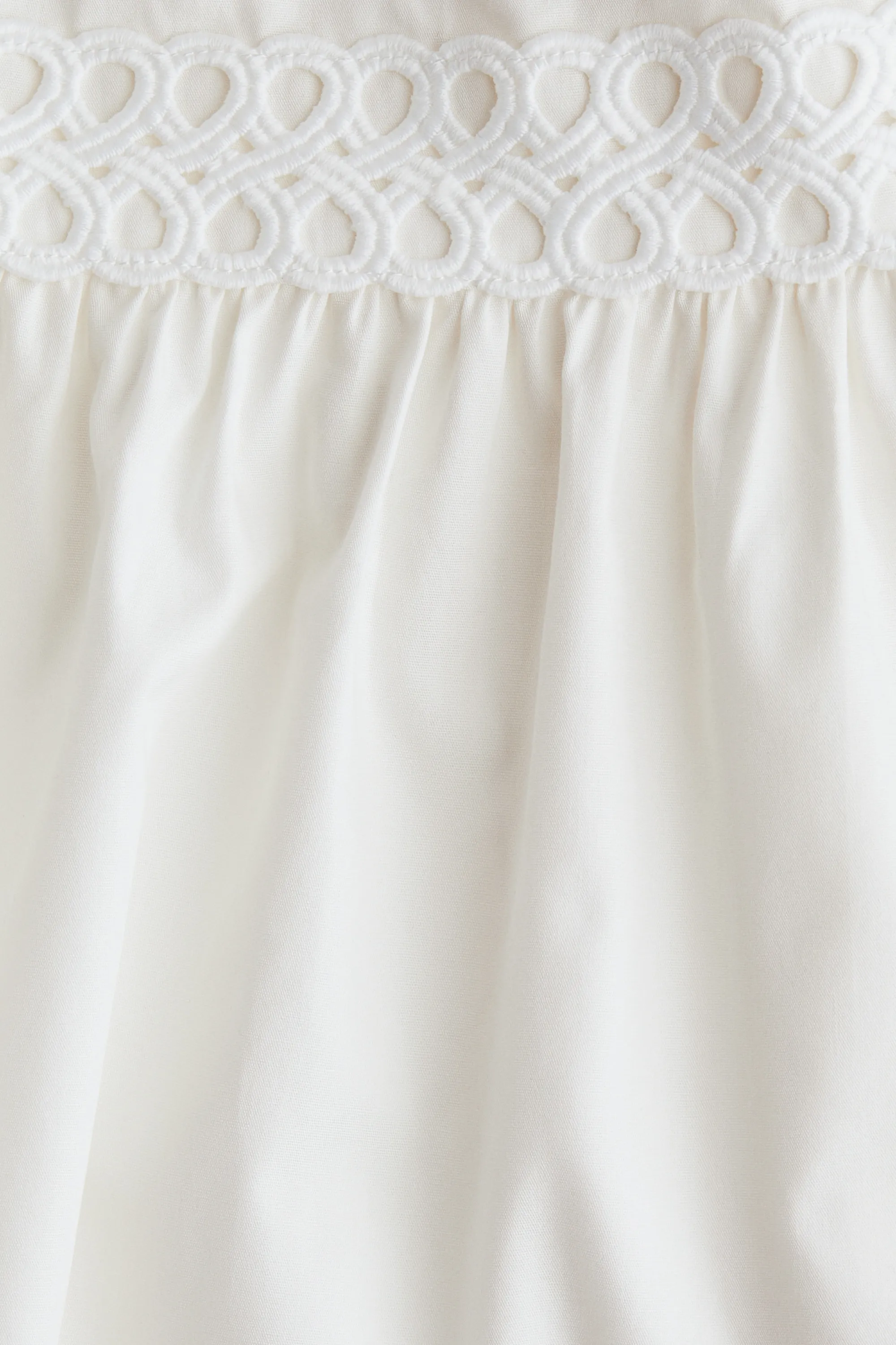 Robe en popeline avec manches bouffantes - Blanc