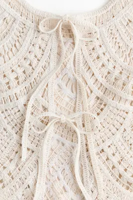 Top de plage façon crochet en coton - Crème — photo 4