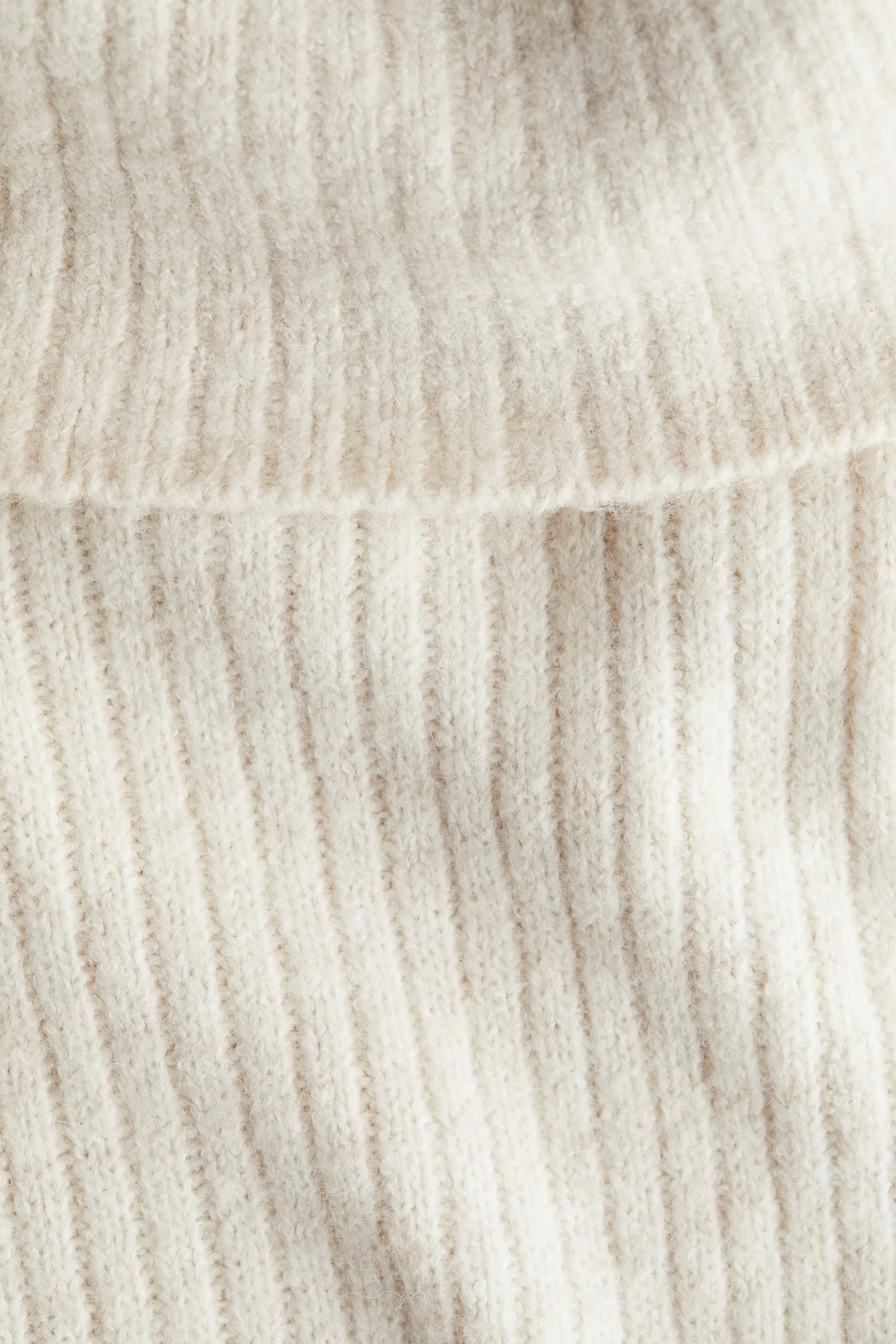 Robe épaules nues en maille côtelée - Beige clair