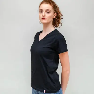 T-shirt Martine col V noir — photo 1