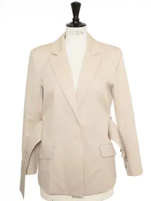 Veste de tailleur en coton mélangé beige ceinture large Prix boutique 450€ Taille 40 — photo 5