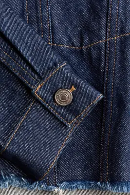 Veste courte en denim - Bleu denim foncé — photo 4
