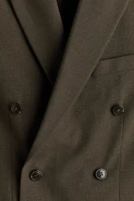 Veste Regular Fit à fermeture croisée - Vert kaki foncé — photo 4