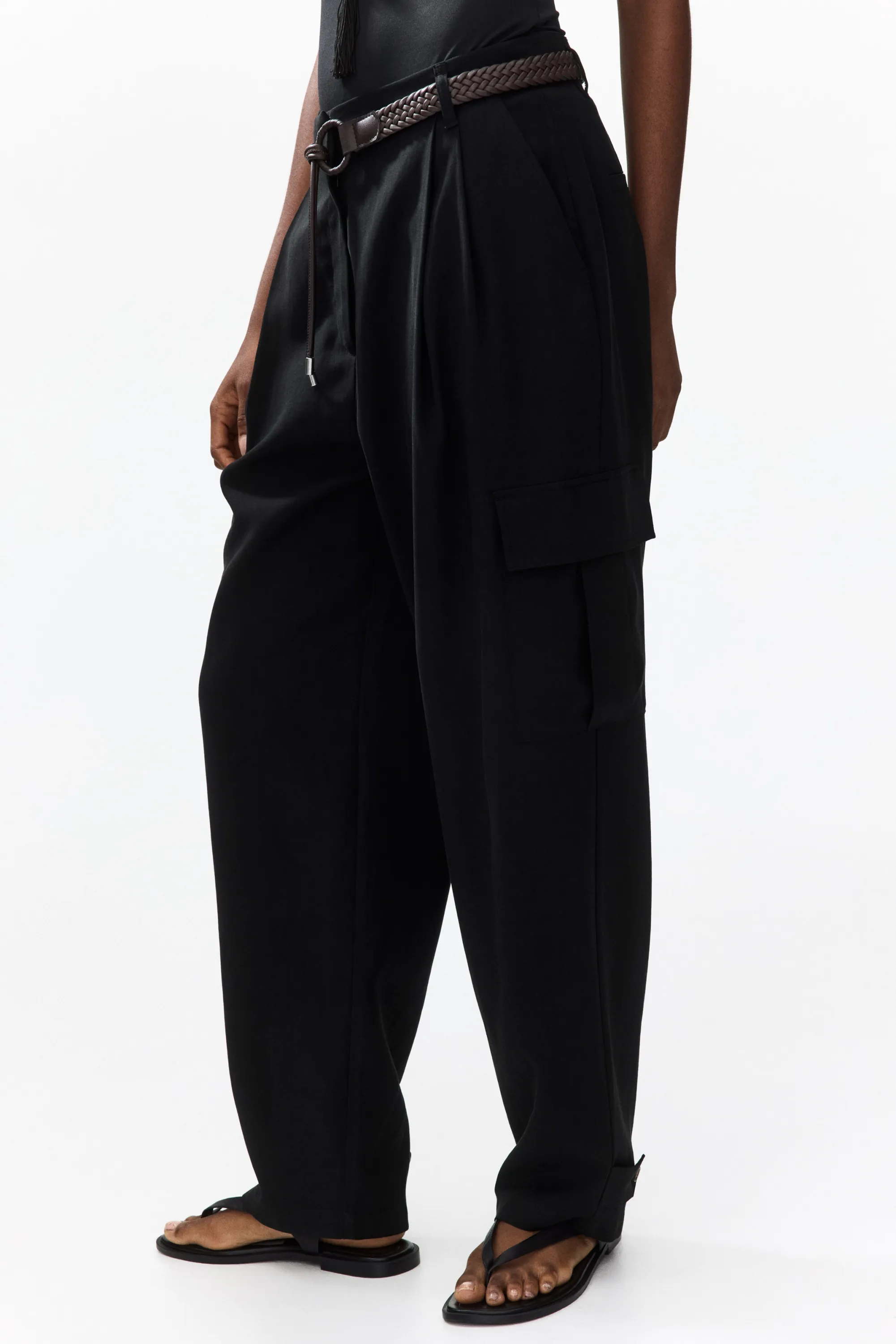 Pantalon barrel avec ceinture - Noir