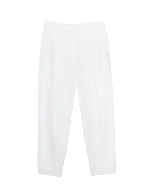 Pantalon cigarette taille haute en lin et coton blanc Prix boutique 445€ Taille XS