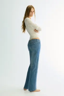 Flared Ultra Low Waist Jeans - Bleu denim — photo 2