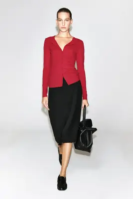 TOP CARDIGAN EN JERSEY - ROUGE — photo 2