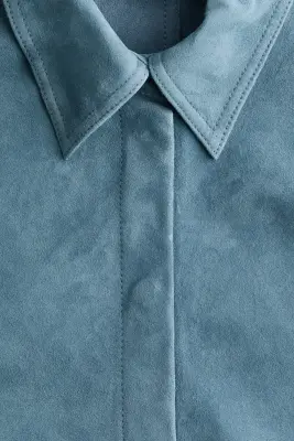 Chemise en cuir velours - Bleu ancien — photo 5
