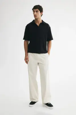 Polo Relaxed Fit en maille texturée - Noir — photo 1
