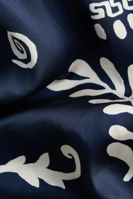 Pantalon à cordon en satin - Bleu marine/motif — photo 4