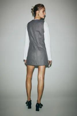 Robe avec boutons à strass - Gris foncé chiné — photo 2