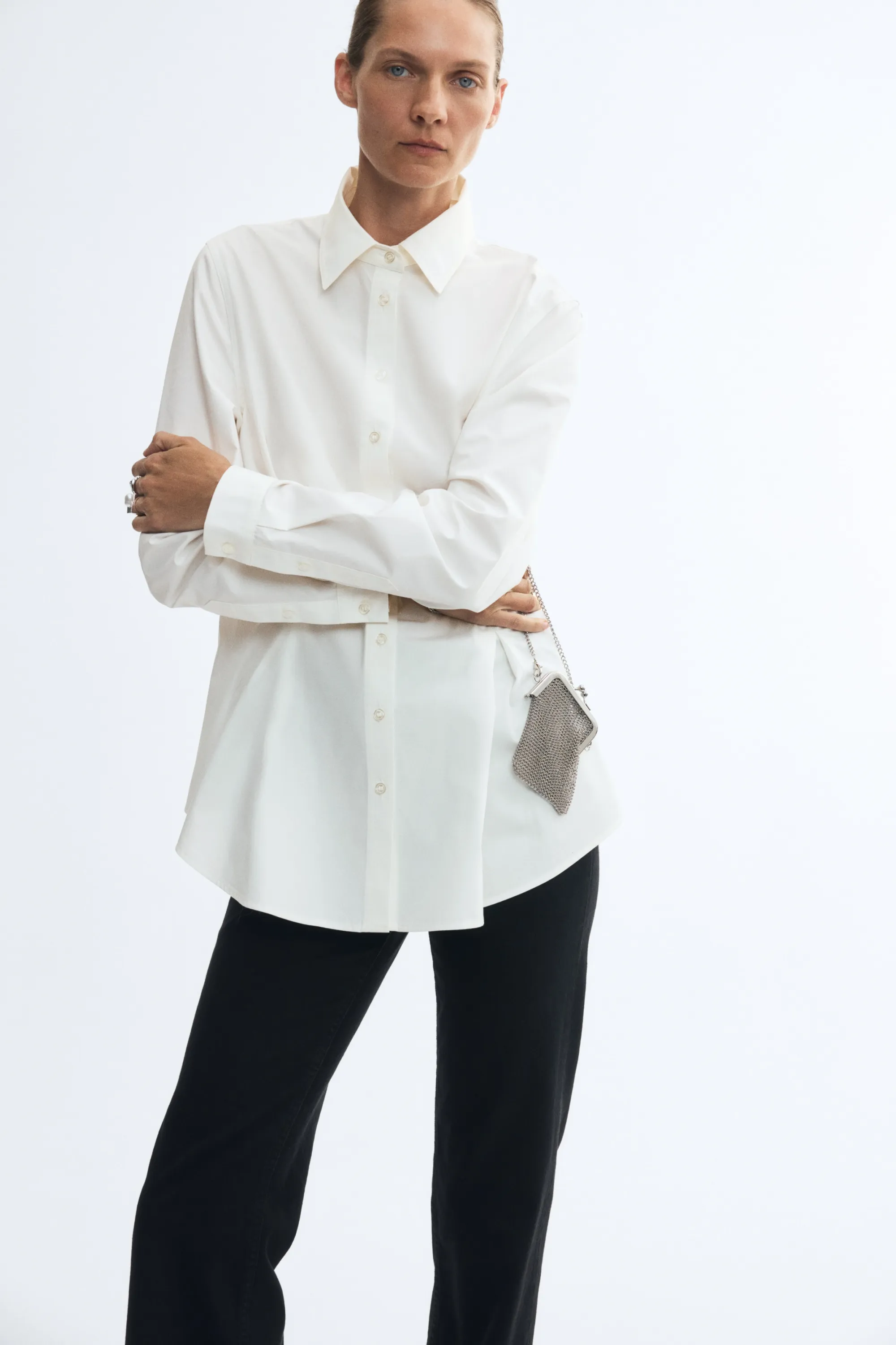 Chemise en coton avec laçage - Crème