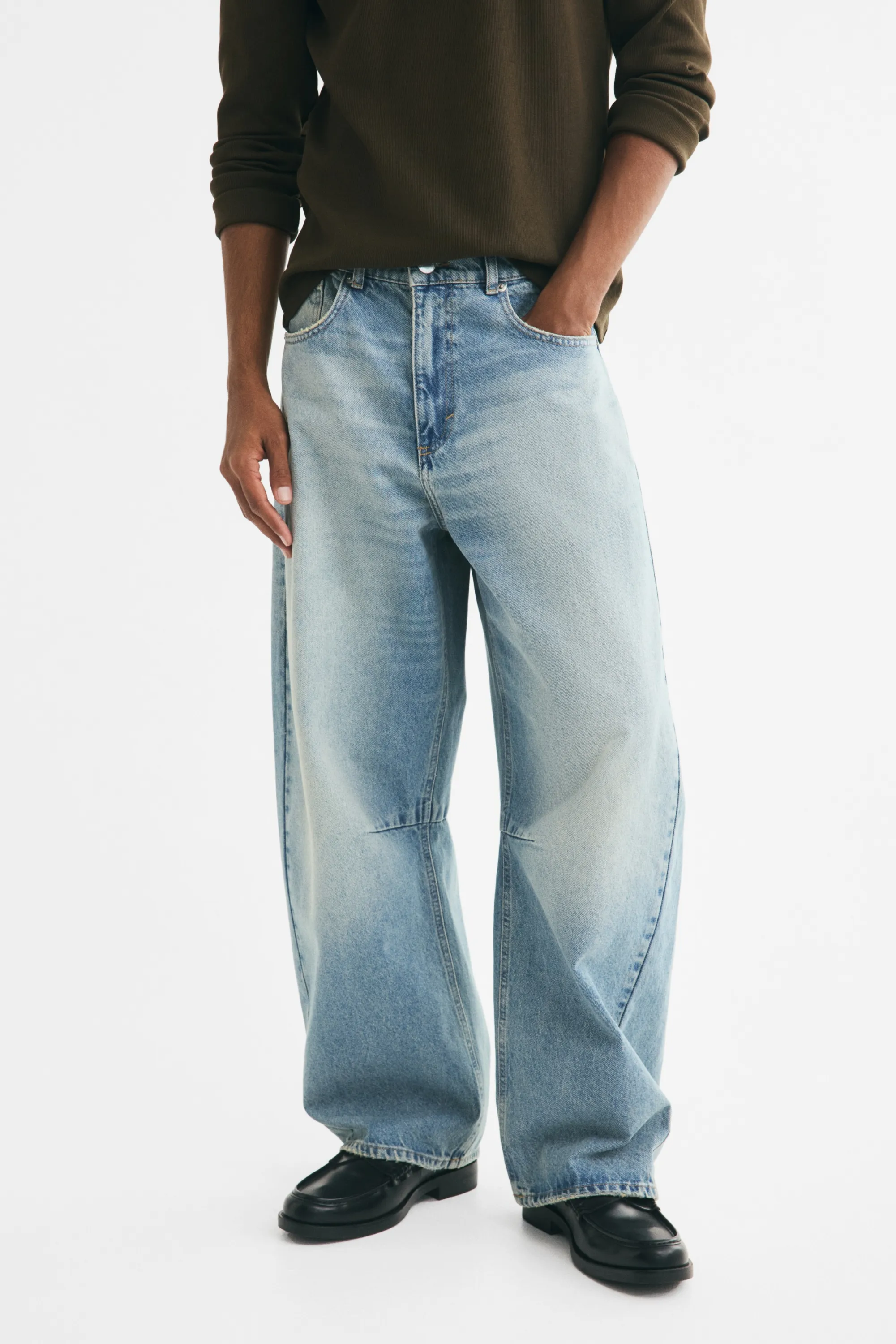 Baggy Barrel Jeans - Bleu denim clair