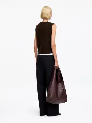Gilet en mélange de laine et d'alpaga - Marron foncé — photo 3