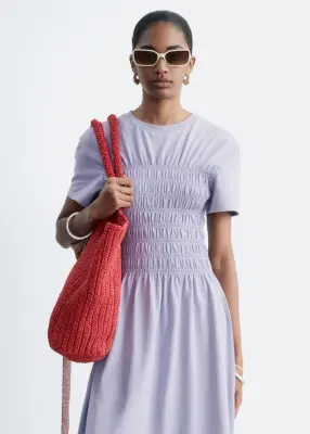 Robe midi à smocks - Lilas — photo 3