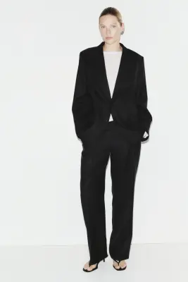 Pantalon chic en laine mélangée - Noir — photo 1
