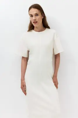 MAMA Robe T-shirt en coton - Crème — photo 2