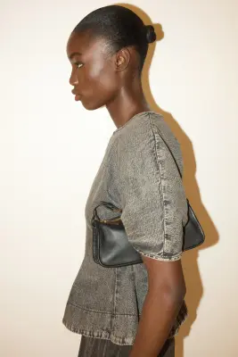Blouse péplum en denim - Noir délavé — photo 3