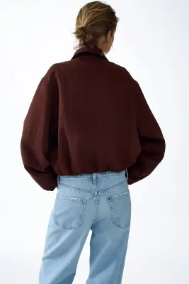 Veste oversize avec base à effet boule - Brun rouille foncé — photo 3