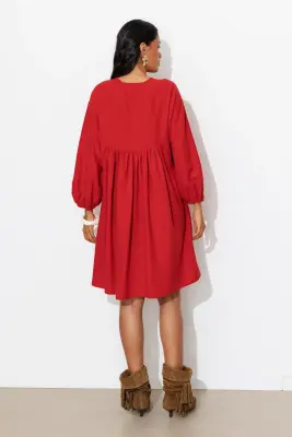 Robe courte brodée Femme — photo 4