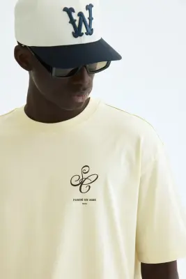 T-shirt imprimé Relaxed Fit - Jaune pâle/Sports Club — photo 3