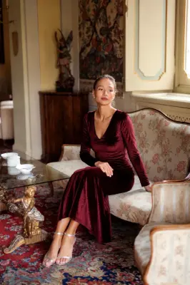 Azure Velvet Dress - Bordeaux — photo 1