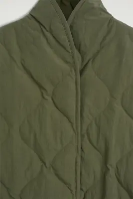 VESTE MATELASSÉE À COL CHÂLE - KAKI — photo 3