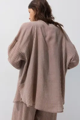 Chemise de plage - Marron/rayé — photo 1