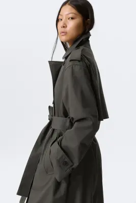Trench en toile oversize croisé - Gris foncé — photo 2