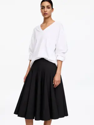 Jupe mi-longue en coton - Noir — photo 4