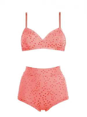 Maillot de bain deux pièces triangle et culotte haute Boumboum Harmonica rose à pois Prix boutique 500€ Taille 38 — photo 1