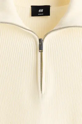 Pull Regular Fit avec col zippé - Crème — photo 4