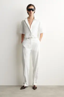 CHEMISE OVERSIZE À MANCHES COURTES - BLANC — photo 1