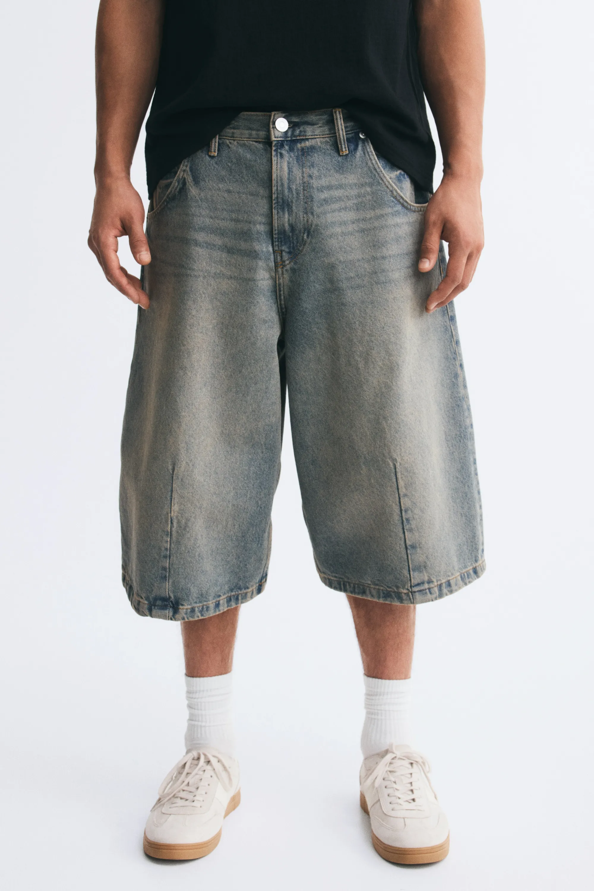 Short Baggy Barrel en denim - Bleu denim ancien
