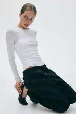 Pantalon en molleton de coton mélangé - Noir — photo 1