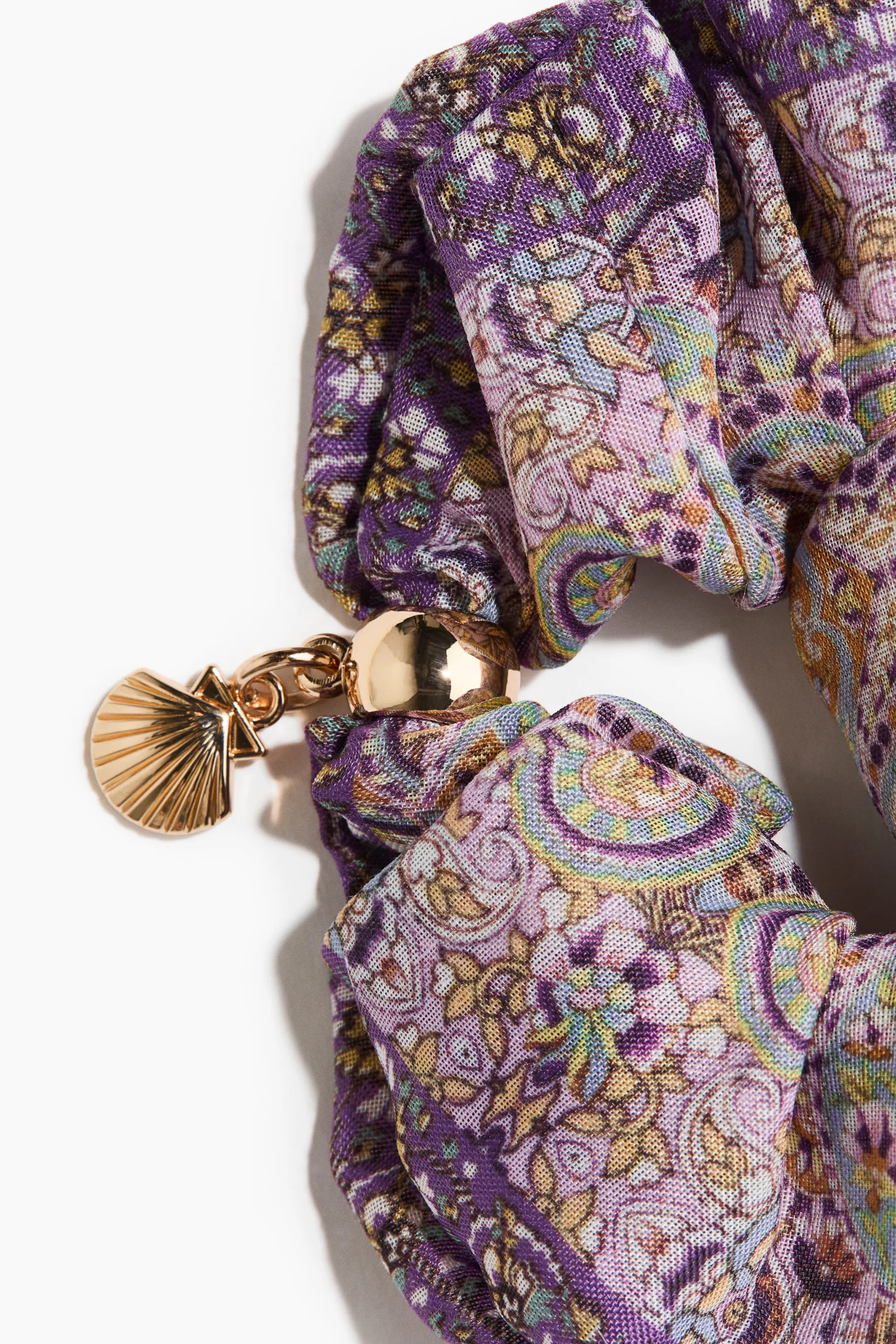 Chouchou avec charm - Violet/motif cachemire