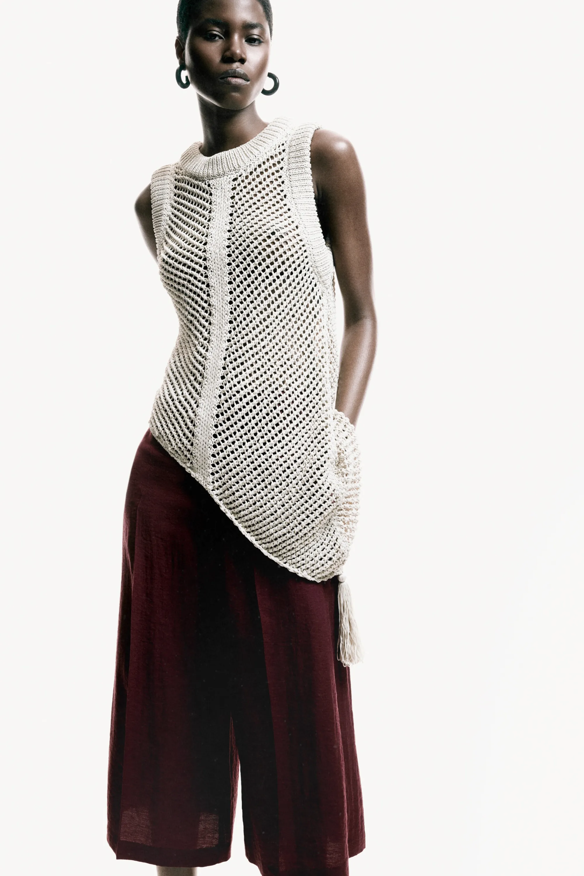 Jupe-culotte chic en lin mélangé - Bordeaux