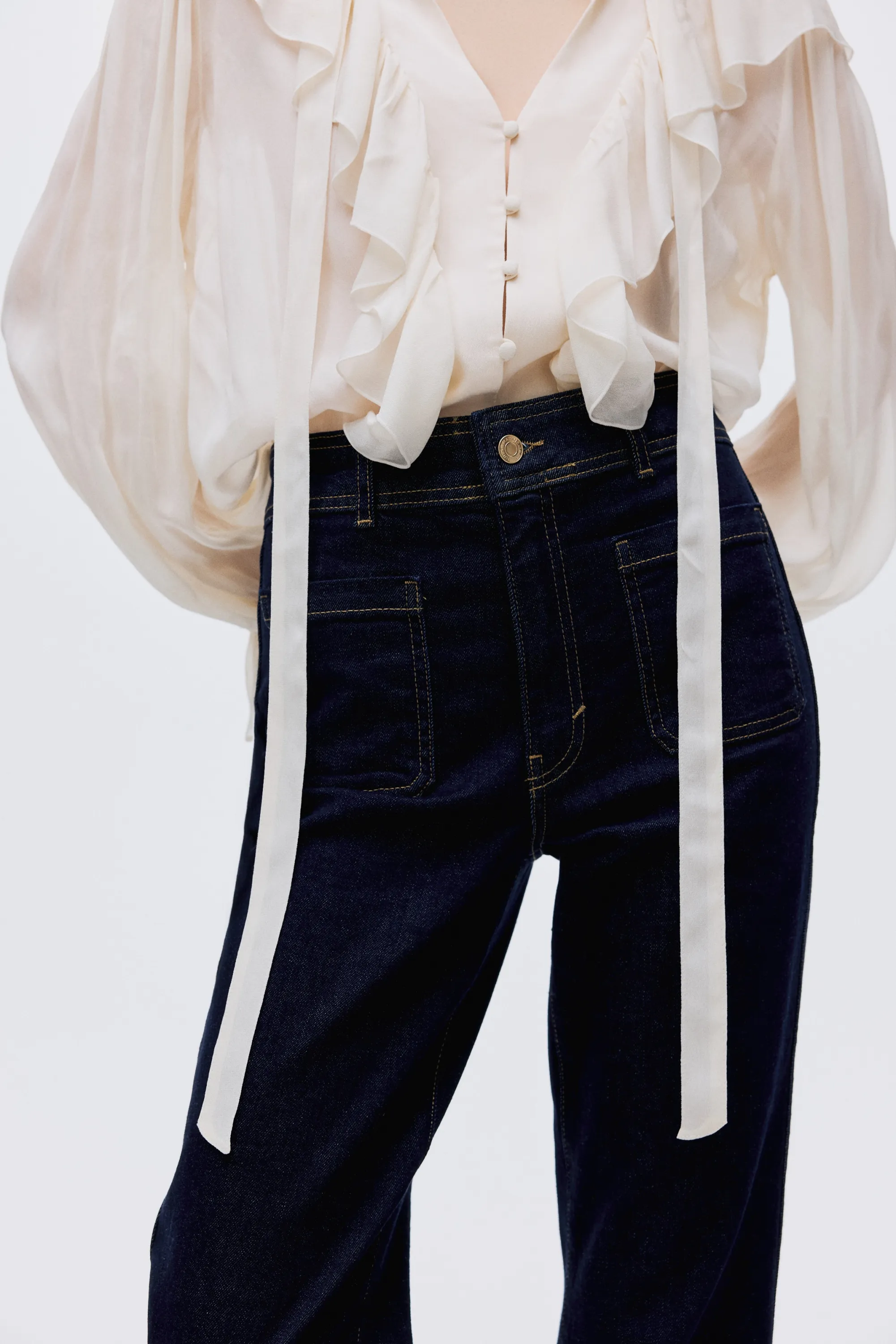 Flared High Jeans - Bleu denim foncé