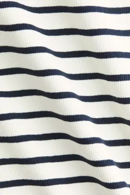 Top à encolure bateau en coton - Bleu marine/rayé — photo 3