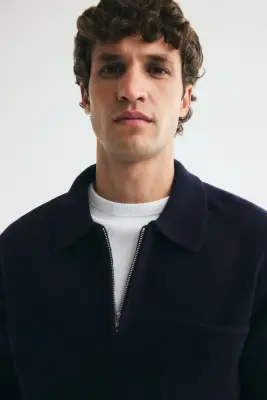 Polo Regular Fit en maille - Bleu marine — photo 2