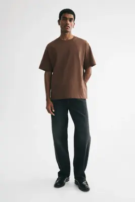 T-shirt Relaxed Fit en coton - Marron — photo 1