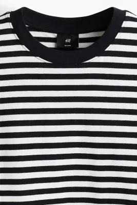 T-shirt Relaxed Fit - Bleu marine/rayé — photo 4