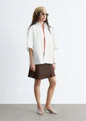 Chemise à manches courtes en coton - Blanc — photo 3