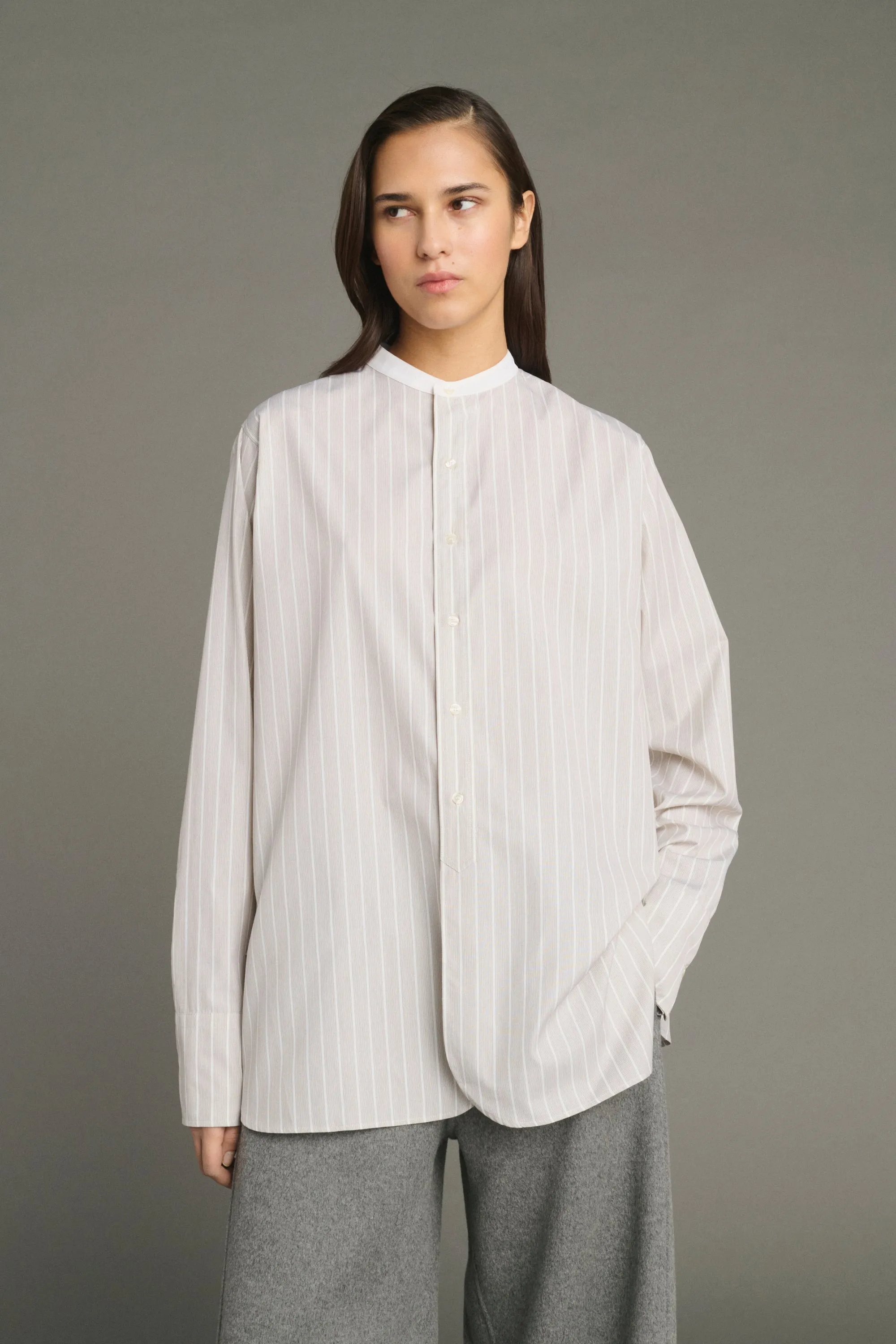CHEMISE LUCILE NOISETTE/ÉCRU