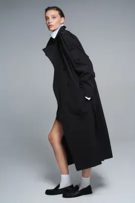 Trench-coat à fermeture croisée - Noir — photo 2