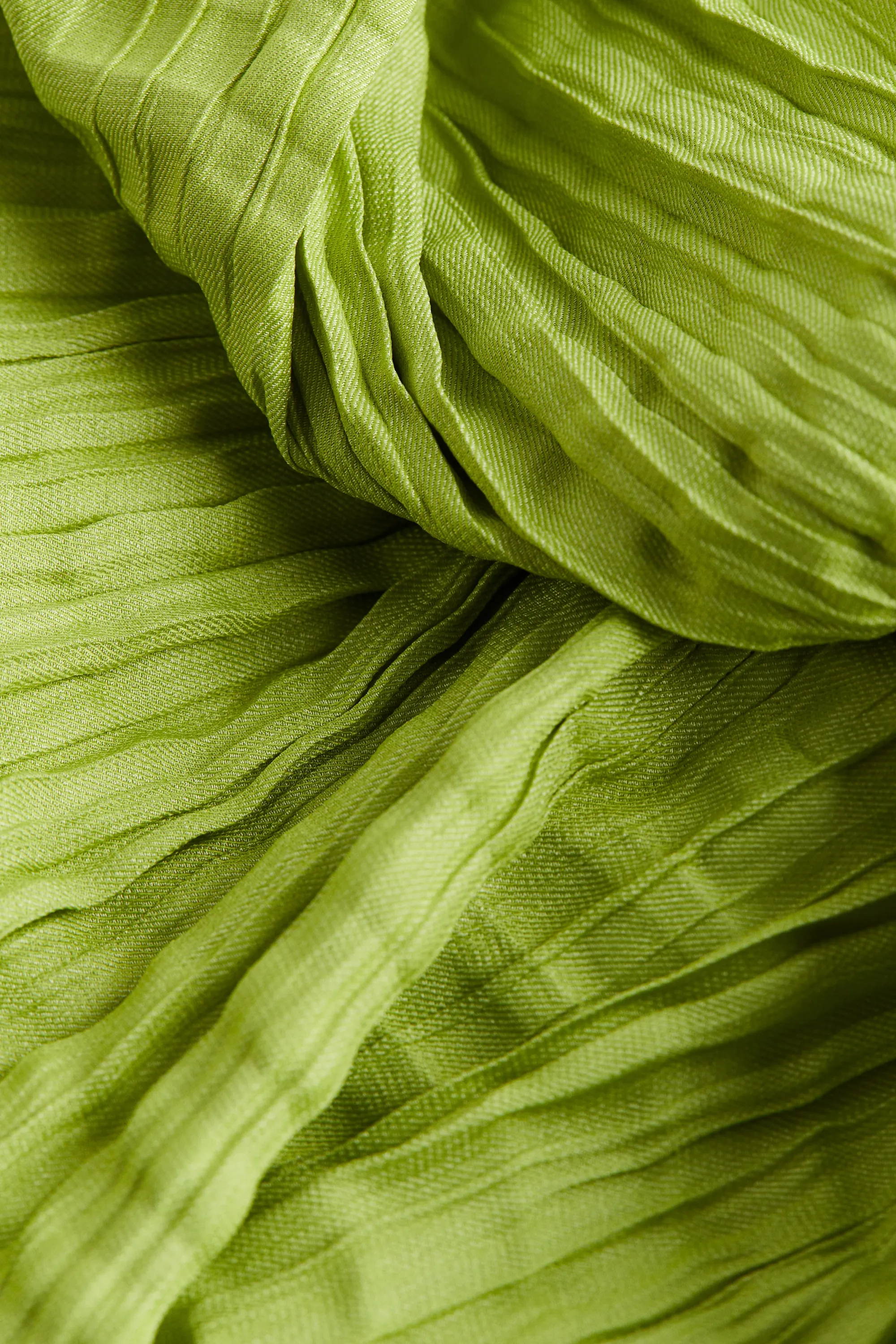 Robe plissée à bretelles fines - Vert lime