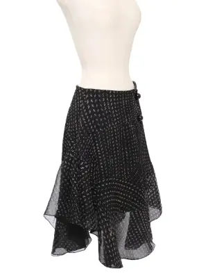 Jupe taille haute patineuse en soie noir imprimé marron Prix boutique 1200€ Taille 34 — photo 3