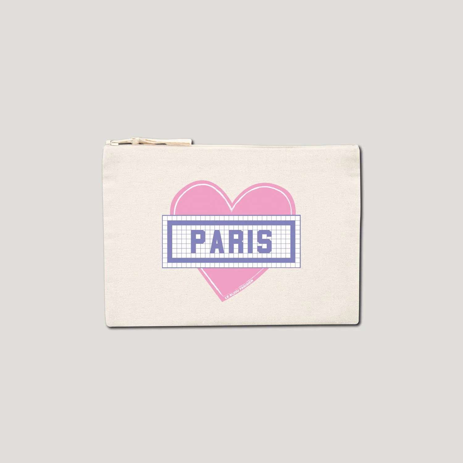 POCHETTE COTON BIO IMPRIMÉE COEUR PARIS - ÉCRU